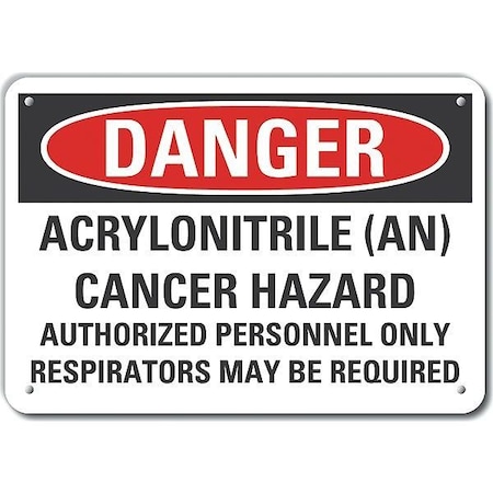 Lyle Reflective  Acrylonitrile Danger Sign, 7 in Height, 10 in Width, Aluminum, Vertical Rectangle LCU4-0705-RA_10X7