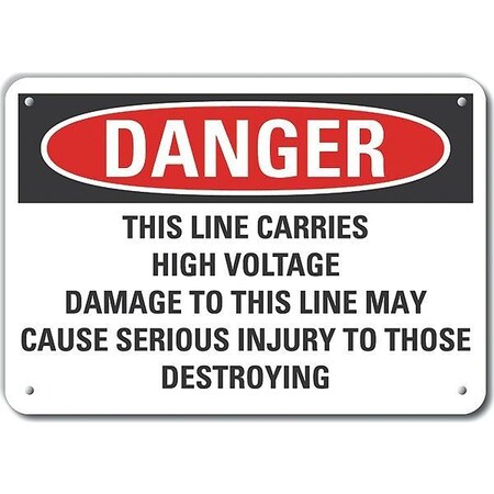 Lyle Aluminum High Voltage Danger Sign, 10 in Height, 14 in Width, Aluminum, Horizontal Rectangle LCU4-0711-NA_14X10