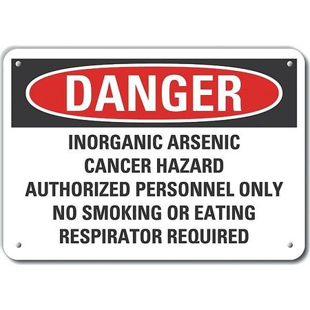 LYLE Reflective  Inorganic Arsenic Danger Sign, 10 in Height, 14 in Width, Aluminum, English LCU4-0712-RA_14X10