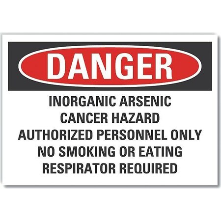 Lyle Inorganic Arsenic Danger Reflective Label, 5 in Height, 7 in Width, Reflective Sheeting, English LCU4-0712-RD_7X5
