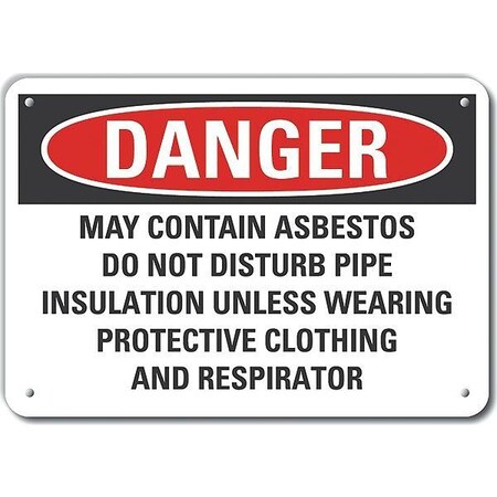 Lyle Aluminum Asbestos Danger Sign, 10 in Height, 14 in Width, Aluminum, Horizontal Rectangle, English LCU4-0713-NA_14X10