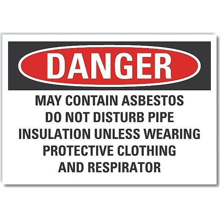 Lyle Asbestos Danger Label, 10 in Height, 14 in Width, Polyester, Horizontal Rectangle, English LCU4-0713-ND_14X10