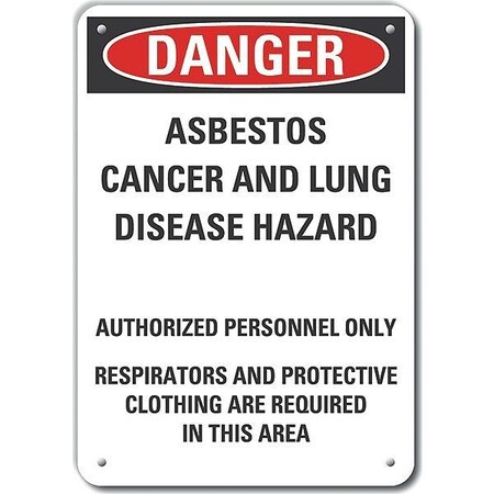 Lyle Plastic Asbestos  Danger Sign, 14 in Height, 10 in Width, Plastic, Vertical Rectangle, English LCU4-0718-NP_14X10