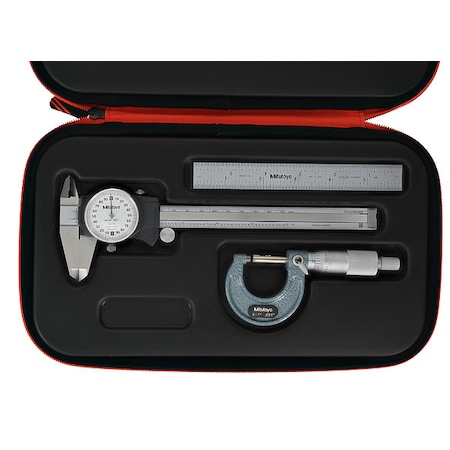 Mitutoyo Precision Measuring Tool Kit, 0" to 1 64PKA284