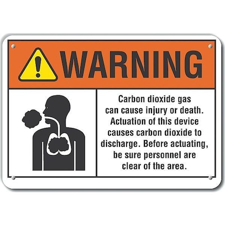 Lyle Aluminum Carbon Dioxide  Warning Sign, 7 in Height, 10 in Width, Aluminum, Vertical Rectangle LCU6-0014-NA_10X7