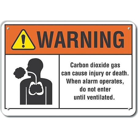 Lyle Reflective Carbon Dioxide Warning Sign, 7 in H, 10 in W, Vertical Rectangle, LCU6-0015-RA_10X7 LCU6-0015-RA_10X7