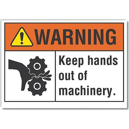 Lyle Decal, Warning Keep Hands Out Of, 5 x 3.5", 3 1/2 in Height, 5 in Width, Polyester, English LCU6-0024-ND_5X3.5