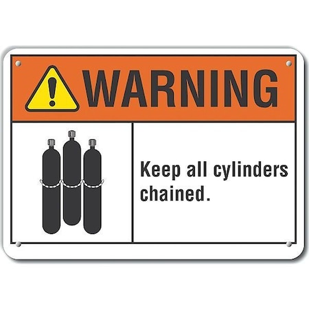 Lyle Reflective Cylinder Handling Warning Sign, 7 in H, 10 in W, Vertical Rectangle, LCU6-0019-RA_10X7 LCU6-0019-RA_10X7