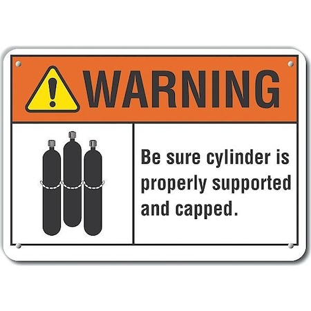 Lyle Plastic Cylinder Handling Warning Sign, 10 in H, 14 in W, Horizontal Rectangle, LCU6-0020-NP_14X10 LCU6-0020-NP_14X10