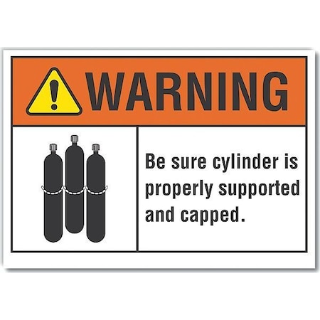 Lyle Cylinder Handling Warning Label, 7 in H, 10 in W, Polyester, Vertical, English, LCU6-0020-ND_10X7 LCU6-0020-ND_10X7