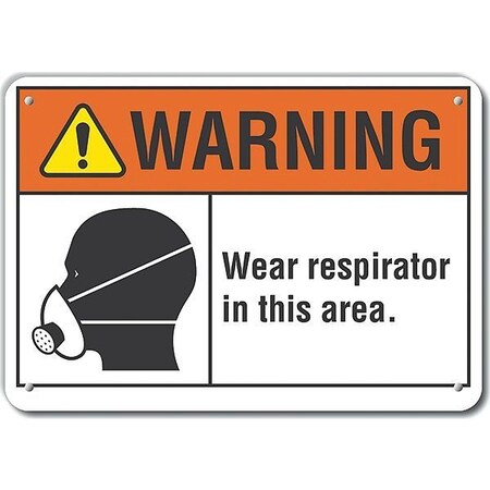 Lyle Plastic Respirator Required Warning Sign, 10 in Height, 14 in Width, Plastic, Horizontal Rectangle LCU6-0035-NP_14X10
