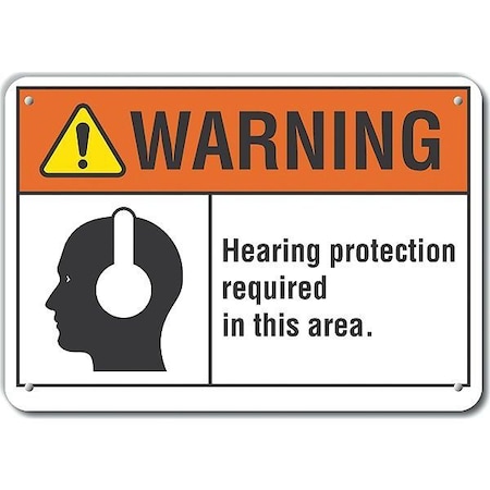 Lyle Decal, Warning Hearing, 14 x 10", Sign Material: Recycled Aluminum LCU6-0030-NA_14X10