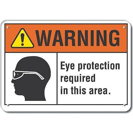 Lyle Decal, Warning Eye Protection, 10 x 7", Header Background Color: Orange, Yellow LCU6-0031-NA_10X7