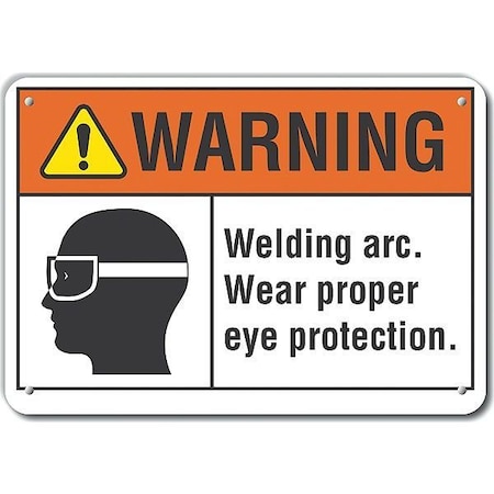 Lyle Decal, Plastic, Warning Welding Arc, 14x10", Header Legend Color: Black LCU6-0032-NP_14X10