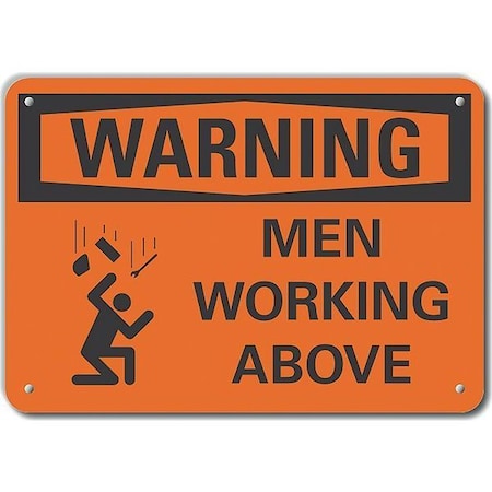 Lyle Warning, Men Working Above, 10 in W x 7 in H, Vertical Rectangle, Aluminum, LCU6-0039-NA_10X7 LCU6-0039-NA_10X7