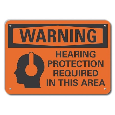 Lyle Plastic Hearing  Warning Sign, 7 in Height, 10 in Width, Plastic, Vertical Rectangle, English LCU6-0058-NP_10X7