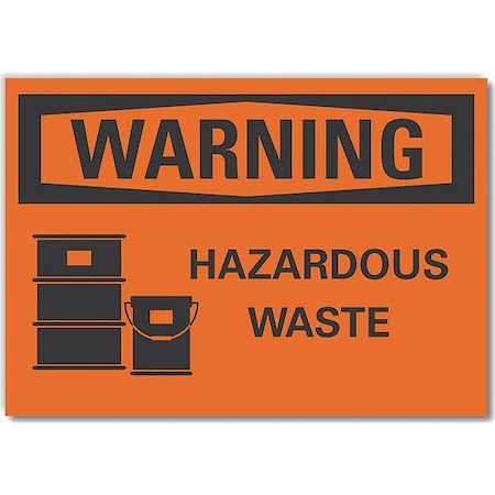 Lyle Hazardous Waste Warning Label, 3 1/2 in Height, 5 in Width, Polyester, Horizontal Rectangle LCU6-0048-ND_5X3.5