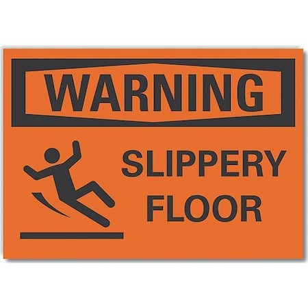 Lyle Slippery Floor Warning Reflective Label, 3 1/2 in Height, 5 in Width, Reflective Sheeting, English LCU6-0054-RD_5X3.5