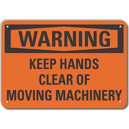 Lyle Reflective  Keep Hands Clear Warning Sign, 10 in Height, 14 in Width, Aluminum, English LCU6-0124-RA_14X10