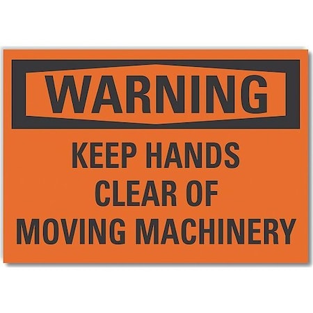 Lyle Keep Hands Clear Warning Label, 10 in Height, 14 in Width, Polyester, Horizontal Rectangle, English LCU6-0124-ND_14X10