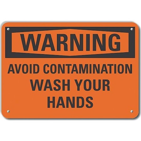 Lyle Warning, Avoid Contamination Wash Your Hands, 10 in W x 7 in H, , Aluminum, LCU6-0118-RA_10X7 LCU6-0118-RA_10X7
