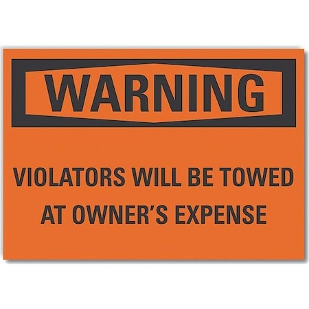 Lyle Eco-Decal  Towing, 14 in W, 10 in H, English, Non-PVC Polymer, Orange LCU6-0137-ED_14x10