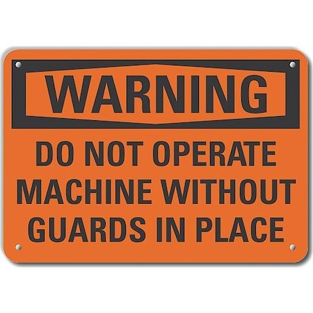 Lyle Reflective  Machine Guards Warning Sign, 10 in Height, 14 in Width, Aluminum, Horizontal Rectangle LCU6-0147-RA_14X10