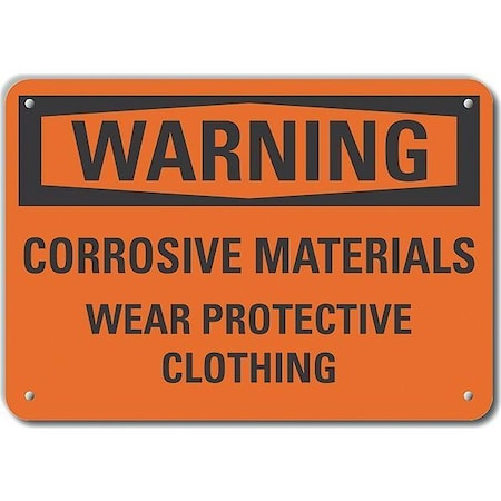 Lyle Plastic Corrosive Materials Warning Sign, 10 in Height, 14 in Width, Plastic, Horizontal Rectangle LCU6-0142-NP_14X10