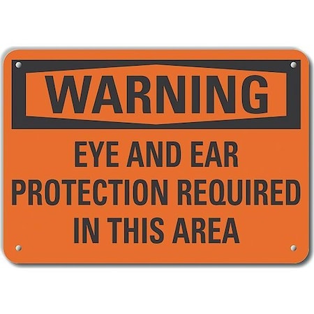 Lyle Aluminum Eye & Ear  Warning Sign, 10 in Height, 14 in Width, Aluminum, Horizontal Rectangle LCU6-0143-NA_14X10