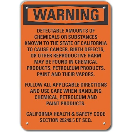 Lyle Reflective Chemicals Warning Sign, 14 in H, 10 in W, Vertical Rectangle, LCU6-0172-RA_14X10 LCU6-0172-RA_14X10