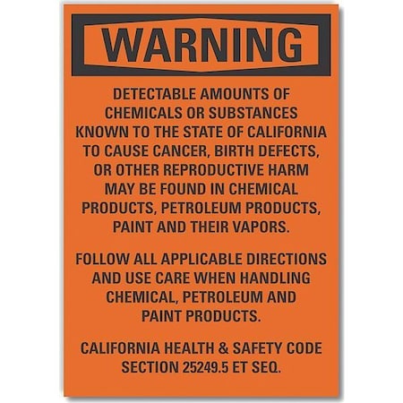 Lyle Chemicals Warning Label, 14 in H, 10 in W, Polyester, Vertical, English, LCU6-0172-ND_14X10 LCU6-0172-ND_14X10