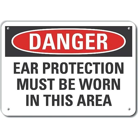 Lyle Decal, Danger Ear Protection, 10x7", Header Background Color: Black, Red LCU4-0585-NP_10X7