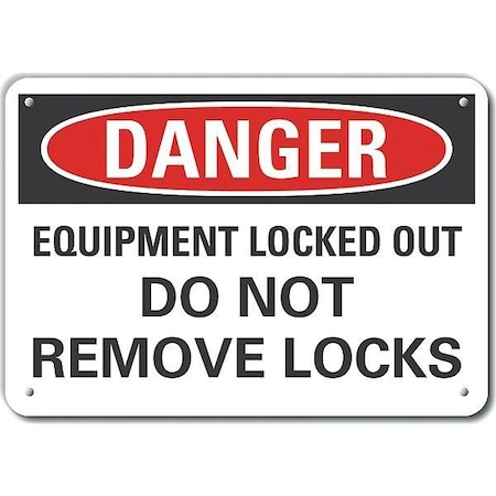 Lyle Plastic Lockout Tagout Danger Sign, 10 in Height, 14 in Width, Plastic, Horizontal Rectangle LCU4-0586-NP_14X10