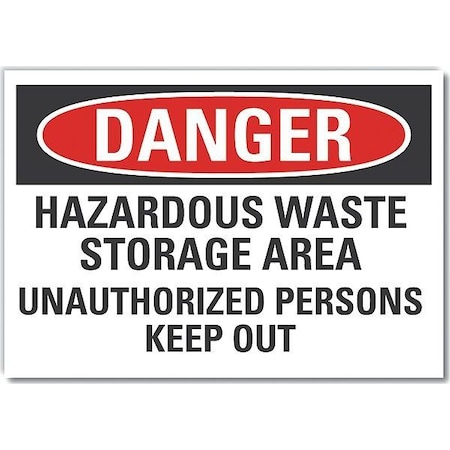Lyle Hazardous Waste Danger Label, 5 in H, 7 in W, Polyester, Horizontal Rectangle, LCU4-0672-ND_7X5 LCU4-0672-ND_7X5