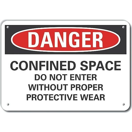 Lyle Decal, Danger Confined Space, 14 x 10", Operating Temp. Range: -30 Degrees to 200 Degrees F LCU4-0671-RA_14X10