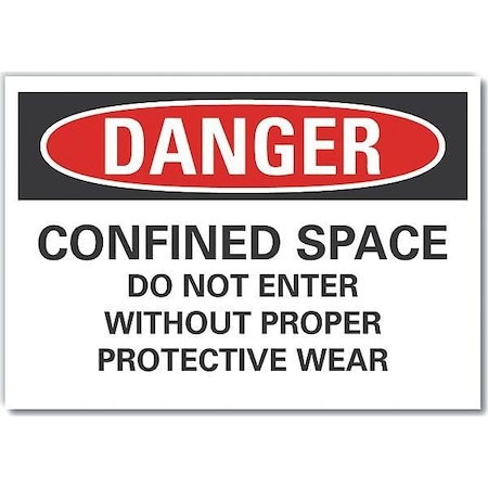 Lyle Decal, Danger Confined Space, 14 x 10", Sign Material: Vinyl LCU4-0671-RD_14X10