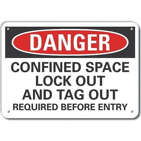 Lyle Decal, Plastic, Danger Confined Space, 10 x 7", 7 in H x 10 in W, Plastic, Vertical Rectangle LCU4-0667-NP_10X7