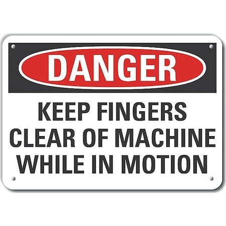 Lyle Reflective  Keep Hands Clear Danger Sign, 7 in Height, 10 in Width, Aluminum, Vertical Rectangle LCU4-0614-RA_10X7