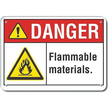 Lyle Aluminum Flammable Material Danger Sign, 10 in H, 14 in W, Horizontal Rectangle, LCU4-0018-NA_14X10 LCU4-0018-NA_14X10