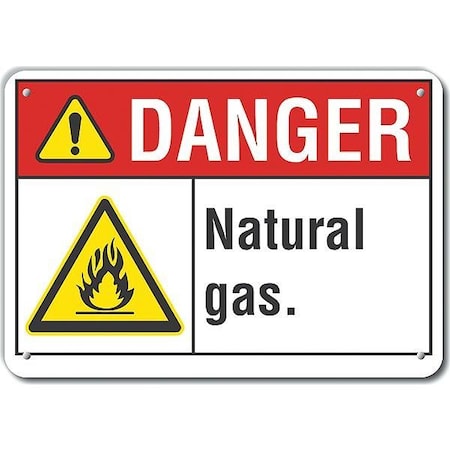 Lyle Reflective  Natural Gas Danger Sign, 10 in Height, 14 in Width, Aluminum, Horizontal Rectangle LCU4-0019-RA_14X10
