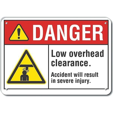 Lyle Reflective  Low Clearance Danger Sign, 10 in Height, 14 in Width, Aluminum, Horizontal Rectangle LCU4-0020-RA_14X10