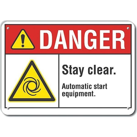 Lyle Aluminum Stay Clear Danger Sign, 10 in Height, 14 in Width, Aluminum, Horizontal Rectangle, English LCU4-0022-NA_14X10