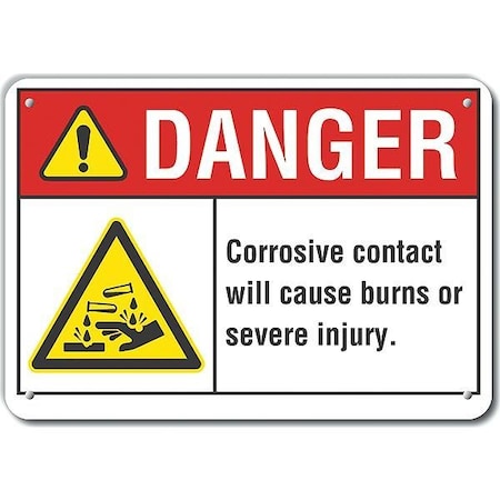 Lyle Reflective Corrosive Materials Danger Sign, 7 in H, 10 in W, Vertical Rectangle, LCU4-0003-RA_10X7 LCU4-0003-RA_10X7