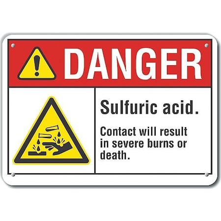 LYLE Aluminum Sulfuric Acid Danger Sign, 10 in Height, 14 in Width, Aluminum, Horizontal Rectangle LCU4-0004-NA_14X10