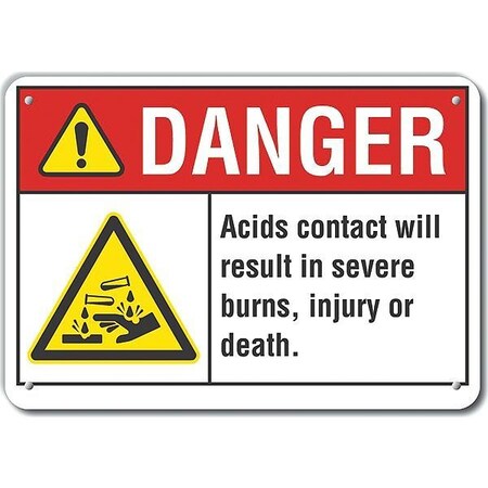 Lyle Aluminum Acid Danger Sign, 10 in H, 14 in W, Horizontal Rectangle, LCU4-0007-NA_14X10 LCU4-0007-NA_14X10