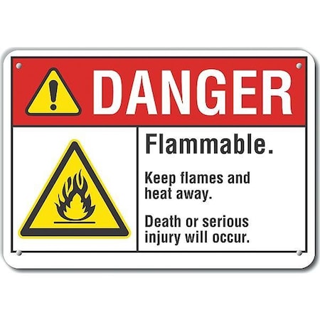 Lyle Plastic Flammable Material Danger Sign, 7 in H, 10 in W, Vertical Rectangle, LCU4-0010-NP_10X7 LCU4-0010-NP_10X7