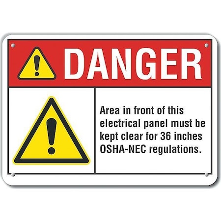Lyle Reflective  Electrical Panel Danger Sign, 7 in Height, 10 in Width, Aluminum, Vertical Rectangle LCU4-0069-RA_10X7