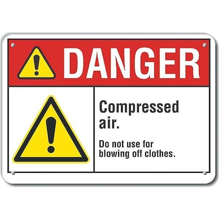 Lyle Plastic Compressed Air Danger Sign, 7 in H, 10 in W, Vertical Rectangle, LCU4-0070-NP_10X7 LCU4-0070-NP_10X7