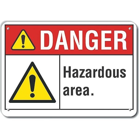 Lyle Plastic Hazard Area Danger Sign, 10 in Height, 14 in Width, Plastic, Horizontal Rectangle, English LCU4-0073-NP_14X10