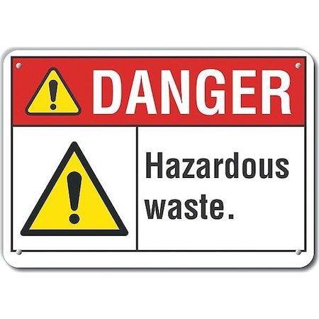 Lyle Aluminum Hazardous Waste Danger Sign, 10 in Height, 14 in Width, Aluminum, Horizontal Rectangle LCU4-0074-NA_14X10